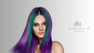Hair model with a vivid color hair